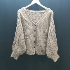 ◇ one after another NICE CLAUP ケーブル編み ボリューム袖 オーバーサイズ 長袖 ニット サイズF ブラウン レディース E  【1310300043904】