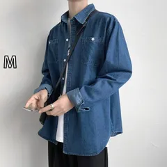 [M]メンズ ファッション 服 用 オシャレ シンプル 大人 かっこいい ストリート 夏コーデ レトロ デニム シャツ 長袖 ワーク 薄手 カジュアル ジャケット