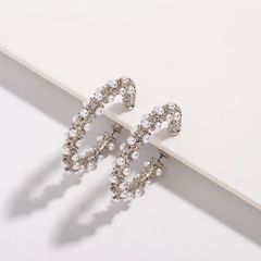 ピアス レディース シルバー パール おしゃれ 韓国　フープ　アクセサリー
