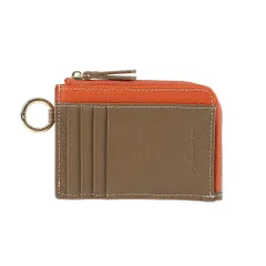 ☆ グレーベージュxオレンジ ☆ Digne レザーミニフラグメントケース byLIZDAYS LIZDAYS リズデイズ 財布 lz-67106 フラグメントケース ミニ財布 コインケース 小銭入れ カード入れ L字ファスナー スキミング防止 本革