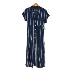 ザラ ZARA レーヨン ストライプ スキッパー シャツワンピース レディース import：M 