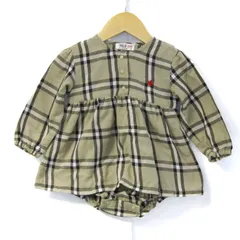 ポロベビー ワンピース トップス ロンパース 長袖 チェック柄 ベビー 女の子用 80サイズ グレー×白×黒 POLO baby 【中古】