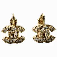 CHANEL(シャネル) 70's coco mark rhinestone earrings ココマーク ラインストーン イヤリング ゴールド 刻印2032 70年代 ヴィンテージ ジュエリー
