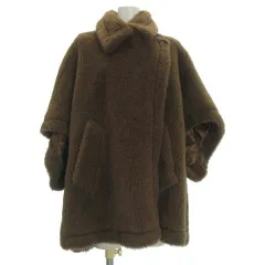 マックスマーラ MAX MARA 近年 テディベア コート ポンチョ アルパカ 23473620336 七分袖 カシミヤ混 フリーサイズ 茶 ブラウンのサムネイル