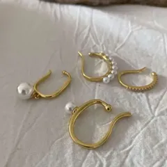 イヤーカフ 4点セット　パール フェイク ゴールド☆ピアス
