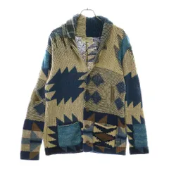 DENIM & SUPPLY RALPH LAUREN (デニム アンド サプライ ラルフローレン) コットン リネン 総柄 ショールカラー ニット カーディガン アイボリー/ブルー 0186582DSSC