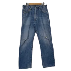 Levi's 501 リーバイス ボタンフライ クラッシュ加工 ダメージ ジーンズ デニム ジーパン エジプト製 ブルー
