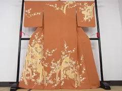 平和屋-こころ店■極上 創業460年・千總 訪問着 枝花文 紫鳶色地 金彩 着丈168cm 裄丈69cm 正絹 逸品 未使用 3kk2785