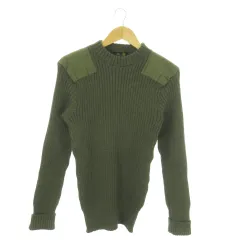 バブアー Barbour ニット セーター クルーネック 長袖 切替 異素材 エルボーパッチ 3 L 緑 カーキ /AO19 ■GY17のサムネイル