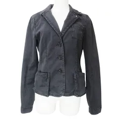 アルマーニ ジーンズ ARMANI JEANS テーラード ジャケット シングル 3B GAイーグルロゴ コットン 日本サイズL相当 I42 USA8 F38 GB12 D38 黒 ブラック Xのサムネイル