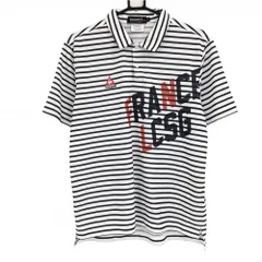 ルコックゴルフ 半袖ポロシャツ 白×ネイビー ボーダー メンズ M ゴルフウェア le coq sportif