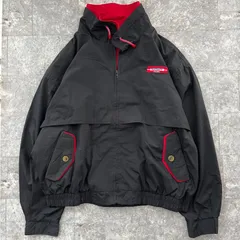 【OUTLET】メンズ 古着 ブルゾン ジャンパー 企業ロゴ 刺繍 オーバーサイズ アメカジ フルジップ ジップアップ 2XL 黒 ブラック