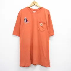 XL/古着 カーハート 半袖 ブランド Tシャツ メンズ ワンポイントロゴ manufacturing 胸ポケット付き 大きいサイズ ロング丈 クルーネック 