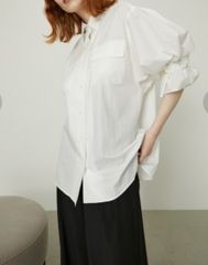 RIM.ARK リムアーク Cuff belted big SH カフベルテッドビッグシャツ ブラウス 半袖 ベルト トップス 無地 460FSS30-0390 白 ホワイト フリーサイズ レディース 夏 ゴーゴー古着マルイ北千住店 1 No.198