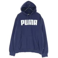 PUMA プーマ ワンポイントロゴ 長袖 スウェットパーカー M ネイビー メンズ 古着