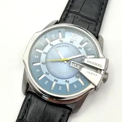 B042【新品ベルト・美品・BIG FACE】DIESEL ディーゼル 超デカ アイスブルーダイアル メンズウォッチ