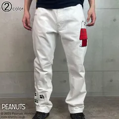 SNOOPY×Flag Staff Peanuts Denim Pants フラッグスタッフ スヌーピー デニムジーンズ 刺繍 ホワイト 452101 ジーパン ジーンズ ウッドストックのサムネイル