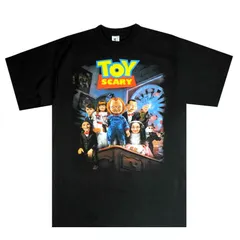 メンズ Tシャツ  TOY SCARY TEE トイ・スケアリー ホラーＴシャツ 映画T ブラック 黒 パロディ チャッキー ジグソウ 人形 男女兼用 半袖 TSHIRTS パペット スラッシャー 殺人鬼 おもちゃ キャラクター レディース