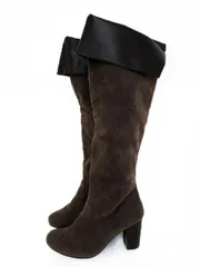 クチュールブローチ COUTURE BROOCH ブーツ ニーハイ ロング 2way フェイクスエード ハイヒール M 茶 ブラウン