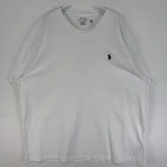 古着 ポロ・ラルフローレン POLO RALPH LAUREN 半袖Tシャツ ロゴ 刺繍 クルーネック シングルステッチ L  ホワイト 無地 メンズ