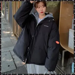 フーデッド エコダウンジャケット重ね着風韓国風 フード付き 中綿コート レディース ロゴ 防寒アウター あたたか ジャンパー フェイクダウン ブルゾン上着 レイヤード風 ドッキング羽織もの パーカーコート冬服