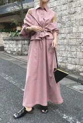 AMERI　アメリヴィンテージ　01010540420　 GENTLEWOMAN　OVERLAP　DRESS　ジェントルウーマンオーバーラップドレス　ワンピース　Sサイズ　ベルト付属　ピンク