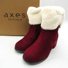 アクシーズファム リボンファースエードブーツ未使用 TL623X05K0 靴 シューズ キッズ 女の子用 Lサイズ ワインレッド axes femme 【中古】