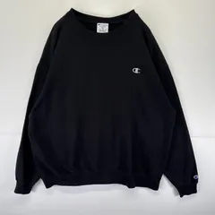 古着 チャンピオン Champion スウェット プルオーバー トレーナー 大きいサイズ ワンポイントロゴ刺繍 クルーネック XXL  ブラック メンズ