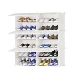 シューズボックス 下駄箱 スニーカー JOISCOPE 靴収納 組み立て式 靴 箱 棚 クロゼット 玄関 多層 開閉扉 省スペース かび対策 大容量 白(2*6)