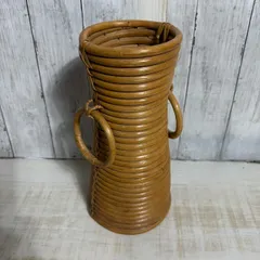 【値下げ交渉歓迎】花瓶 籐家具 ラタン 花生け 昭和レトロ 高さ30cm 和モダン ナチュラルインテリア 北欧風 アンティーク調 雰囲気抜群 即購入OK 美品