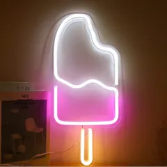 ネオンライト かわいい アイスバー 看板 おしゃれ 明るい LED インポート 韓国 トレンド 人気 装飾 パーティー アート 誕生日   飲食店 喫茶店 カフェ 壁飾り インテリア 雑貨 デコレーション キッズ 女の子 部屋　リビング USB ピンク A1