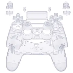 eXtremeRate カスタムフルセットシェルカバー PS4 CUH-ZCT2コントローラー用 透明クリアDIY交換用ハウジングシェル ボタンサムスティック付き PS4スリムプロコントローラー用 - コントローラーは含まれません 