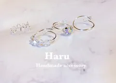 ＊高品質  AAA級ガラスビーズ×オーロラストーンのピンキーリング4点セット＊