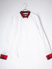 COMME des GARCONS HOMME PLUSコムデギャルソンオムプリュス デカダンス期 ウールチェック切替コットンクレリックシャツ【XS】【MSHA72083】