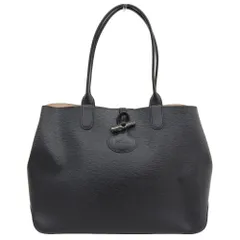 超美品 ロンシャン Longchamp Roseau ル プリアージュ ロゾ レザー ショルダー トートバッグ 黒 レディース オフィス 旅