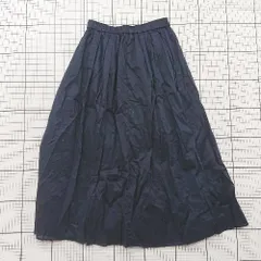 ◇ ⊂　美品 ユニクロ カジュアル 膝下丈 ギャザー ハイウエストコットンローンスカート サイズXS ネイビー系 レディース E  【1508250015687】