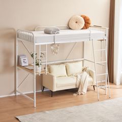 システムベット ロフトベッド シングル コンセント付き デスク付き 耐荷重120kg 高さ170cm 北欧風 二段ベッド 大人ベッド 一人暮らし 部屋二段ベッド スチール 耐震 ベッド パイプベッド