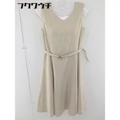 ◇ ◎ NATURAL BEAUTY BASIC ウエストベルト付 バックジップ ノースリーブ 膝下丈 ワンピース サイズM ベージュ レディース 【中古】 【1105260003132】