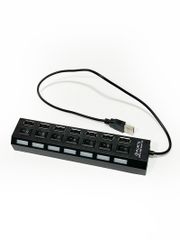 USBハブ 7ポート スイッチ付 USB2.0 省エネ 節電 増設 バスパワー LED ER-7HUB-BK 動作確認済