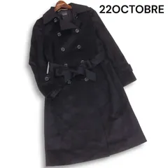 22OCTOBRE 22オクトーブル 秋冬★ 高級 カシミヤ100% トレンチ コート Sz.40 レディース 黒 日本製 フォーマル