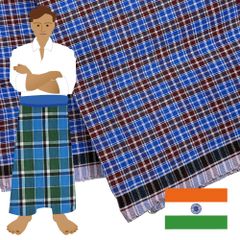 【商用可】インドのボトムズ ルンギ布「STITCHED（縫い合わせ済み）」86