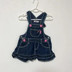 美品 DOUBLE.B  ダブルビー ジャンバースカート デニム ブルー ドット柄 サイズF サイズ70 サイズ80 女の子 可愛い おしゃれ