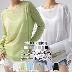 シアートップス 長袖 透け感 夏 涼しい UV シアー カットソー トップス  レディース ラウンドネック 重ね着fengse01