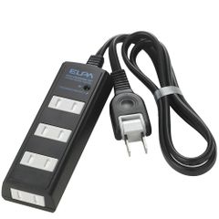 【迅速発送】エルパ (ELPA) コード付タップ 雷ガード コンセント 延長コード 耐雷 4個口 5ｍ 黒 スイングプラグ WBT-4050SBN(BK)