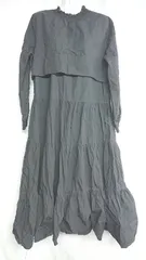 ◇ JUNOAH. ジュノア 長袖 ロング丈 ワンピース サイズL ブラック系 レディース E  【1407180012967】