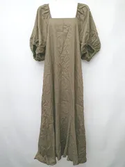 ◇ ◎ ●未使用● GRL グレイル タグ付き パフスリーブ 半袖 膝下丈 ワンピース サイズＦ ブラウン レディース P  【1406180039172】