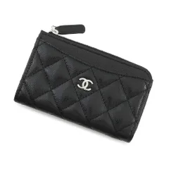 シャネル コインケース マトラッセ ココマーク キャビアスキン AP3179 フラグメント カードケース 黒