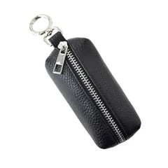 キーリングポーチ 《ブラック》新品 未使用 レザー調 PUレザー シボ加工 本革風 カラビナ付き ミニポーチ キーホルダー【B3L】【ゆうパケット】ファッション メンズ レディース