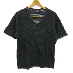 ニコルクラブフォーメン 半袖Ｔシャツ トップス Vネック ボーダー柄 メンズ 50サイズ 黒×グレー NICOLE CLUB FOR MEN 【中古】