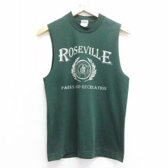 S/古着 フルーツオブザルーム ノースリーブ ビンテージ Tシャツ メンズ 90s ROSE VILLE カレッジ クルーネック 緑 グリーン 25jul07 中古